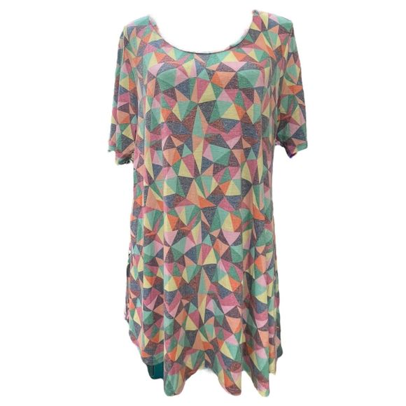 LuLaRoe Tops - LulaRoe Perfect T Geometric Print NWT Women's Size Large Pastel Multicolor